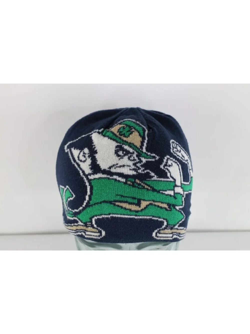 Vintage Y2K Adidas Jumbo Print Reversible Notre Dame University Knit Beanie Hat
